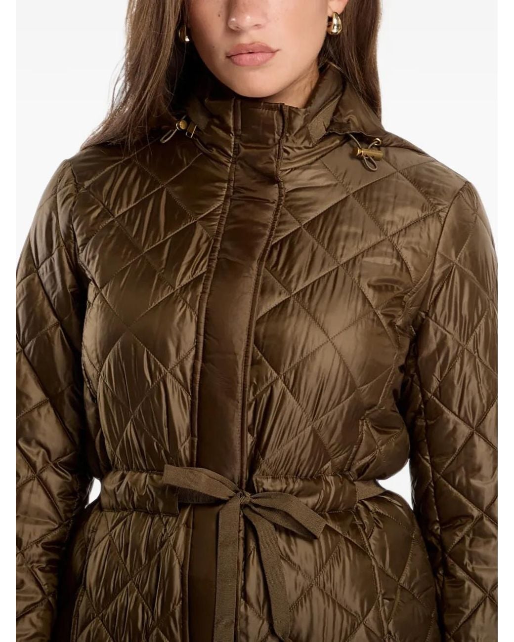 Michael Kors Brown Quilted Belted Jacket