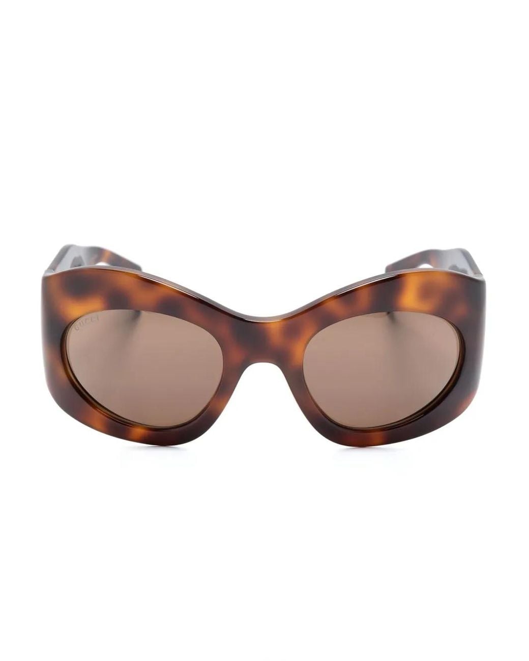 Gucci Brown Tinted-Lenses Oval-Frame Sunglasses