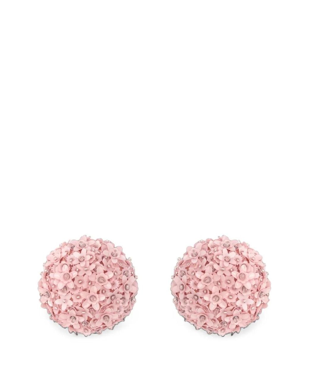 Oscar de la Renta Pink Floral-Embellished Earrings