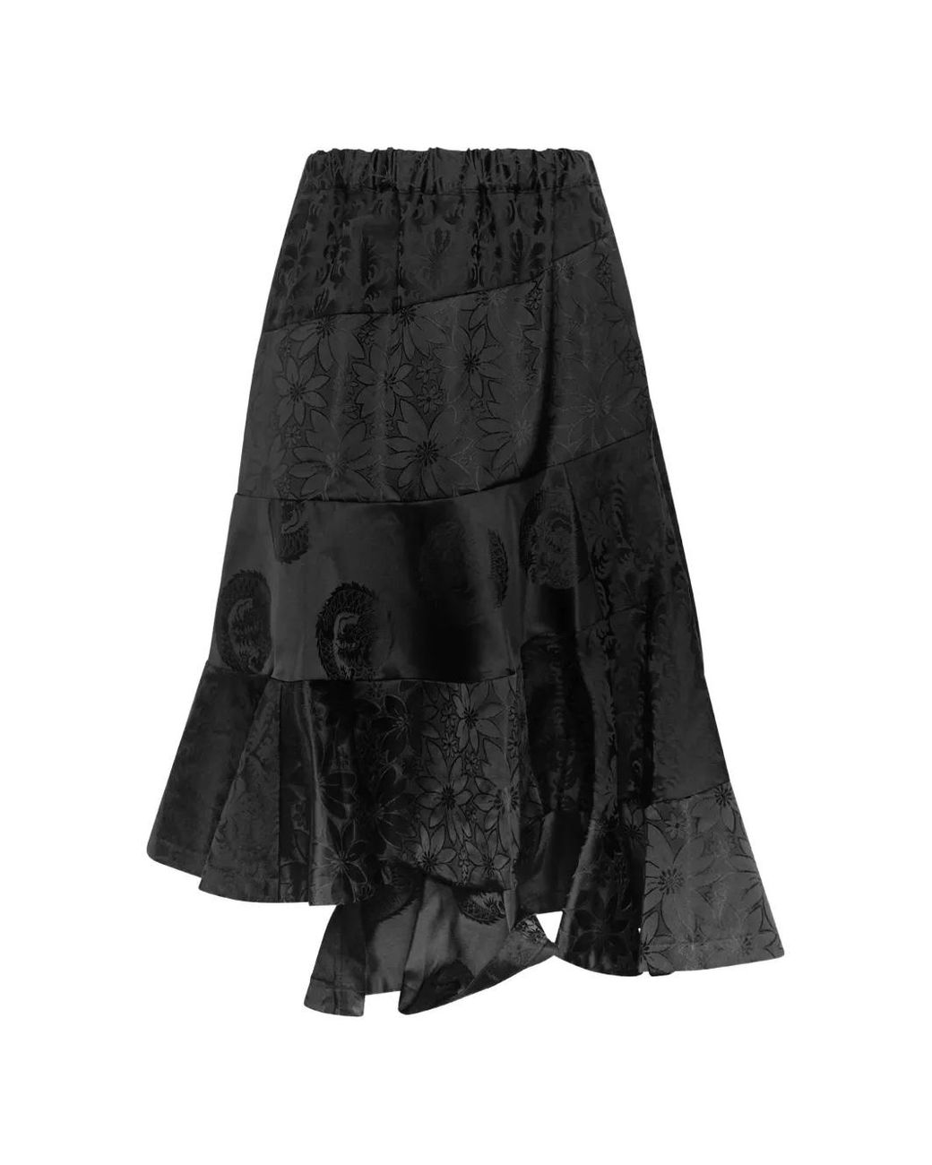 Comme des Garçons Black Patchwork Jacquard-Woven Midi Skirt