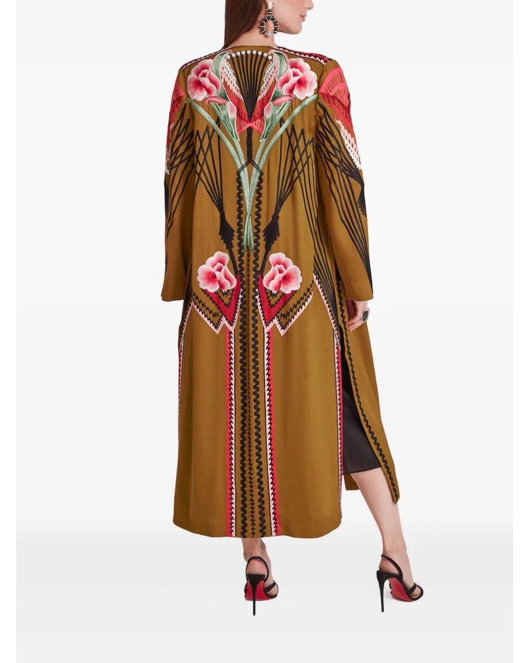 Temperley London Brown Romina Embroidered Long Coat