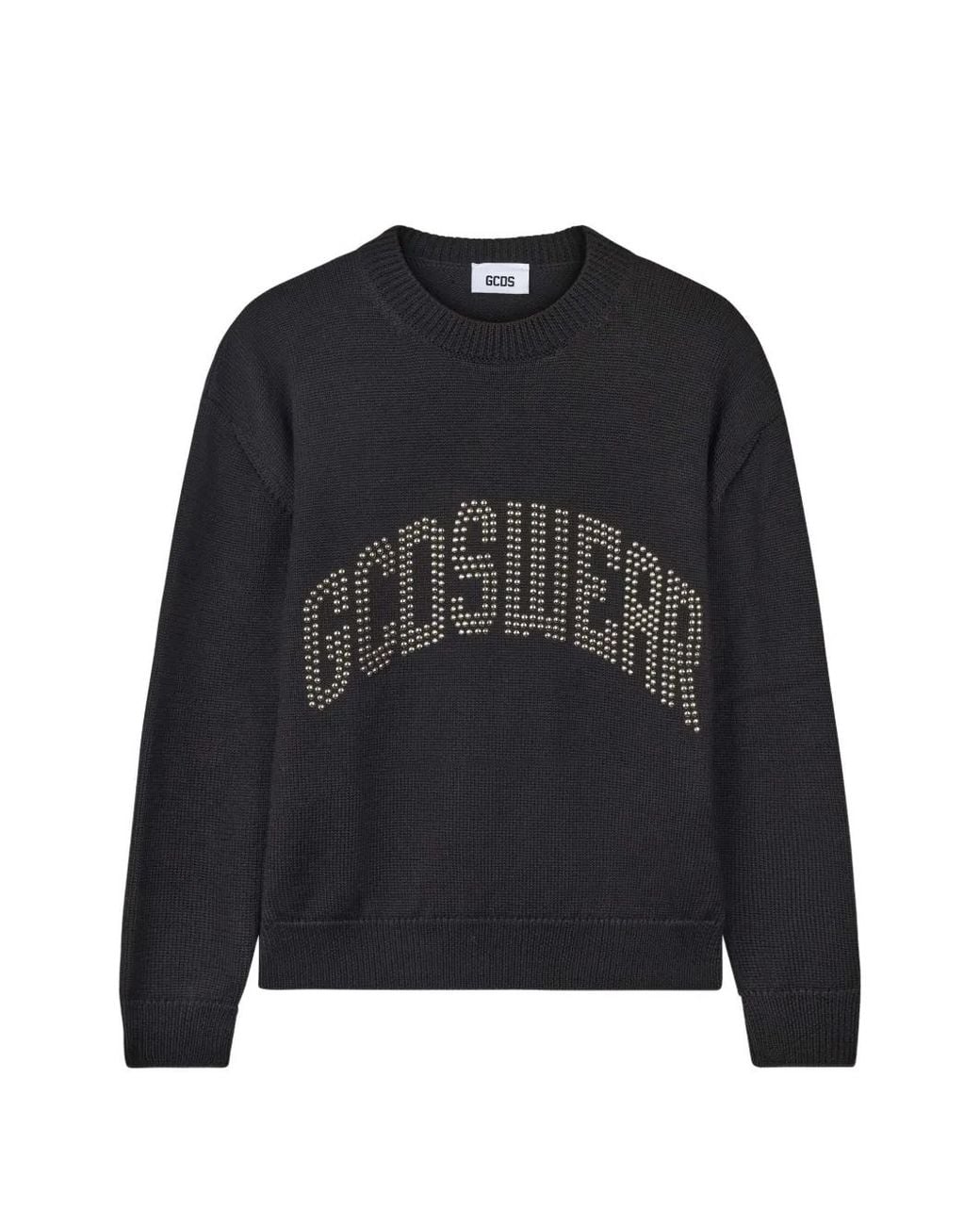 Gcds Black Stud-Embellished Logo-Print Sweater for men