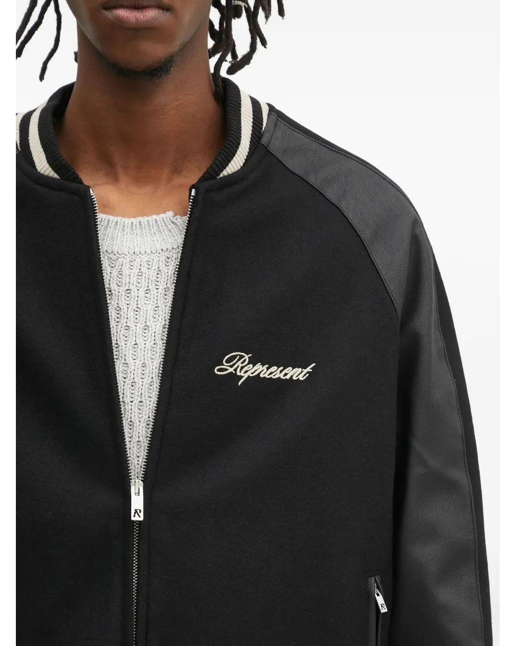 Represent Bestickte Bomberjacke in Black für Herren