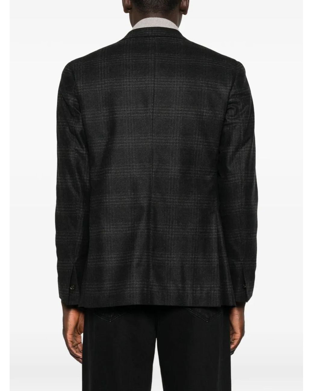 Eleventy Black Check-Pattern Blazer for men