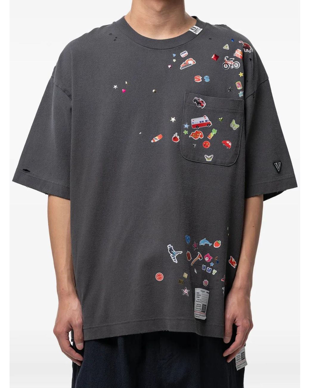 Maison Mihara Yasuhiro Gray T-Shirt À Imprimé Stickers for men