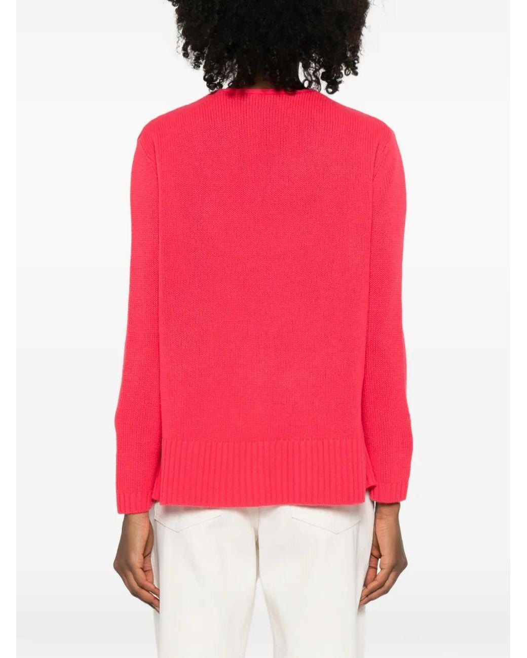 Purotatto Red V-Neck Side Slits Sweater