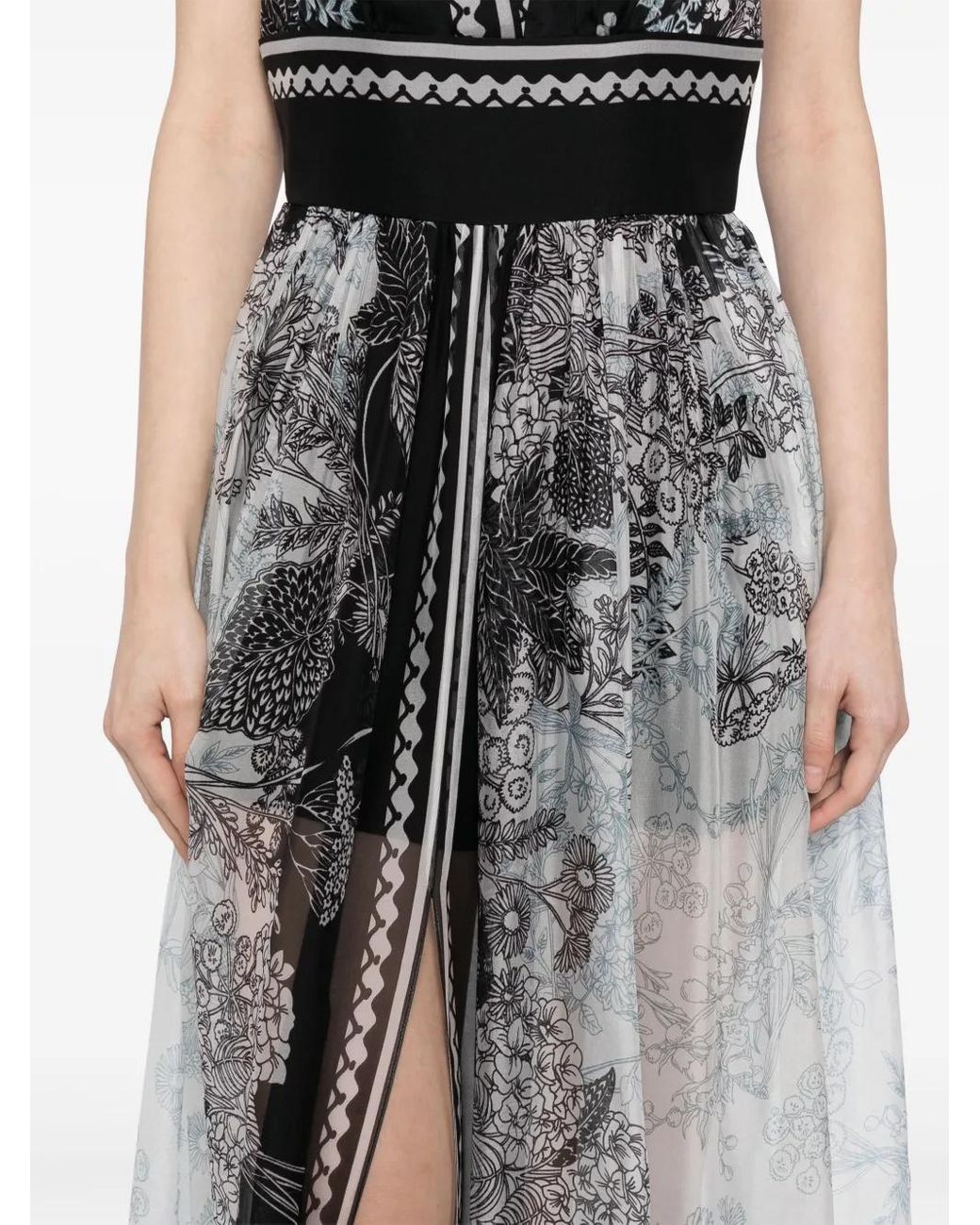 Elie Saab White Printed Chiffon Dress