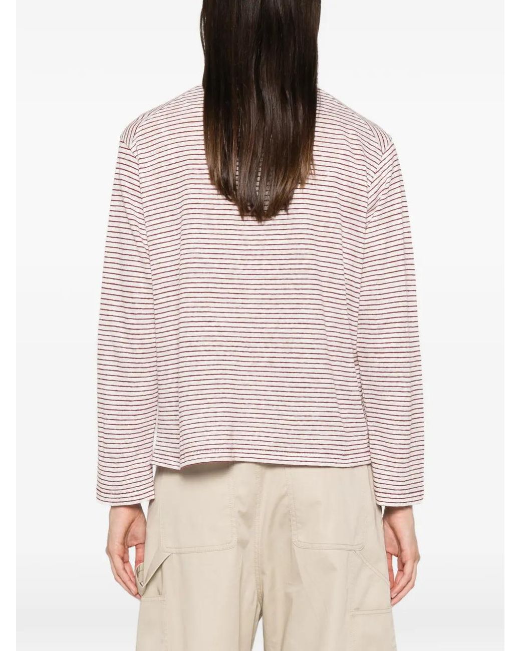 Wales Bonner Pink Striped Long-Sleeve Polo Top