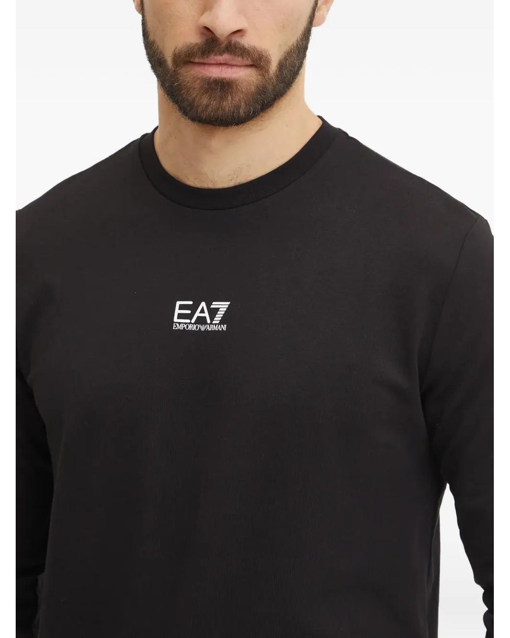 EA7 Black Logo-Print Sweater for men