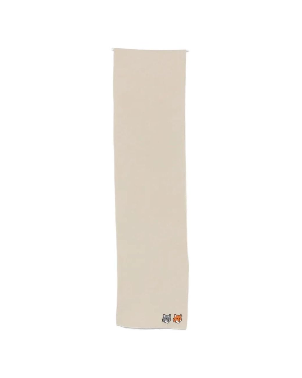 Maison Kitsuné White Double Fox Head Patch Scarf for men