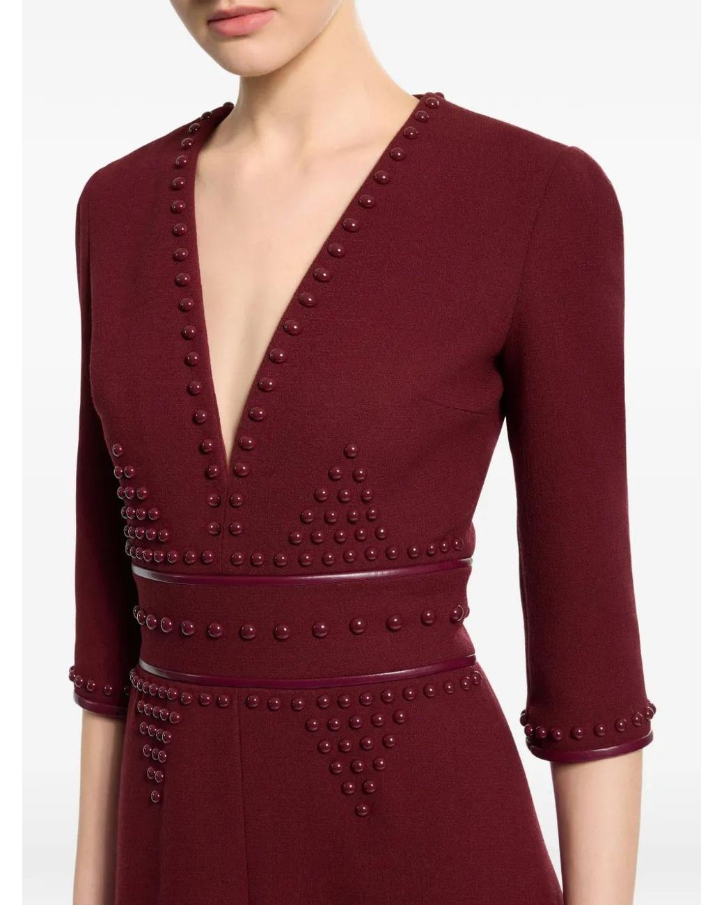 Elie Saab Stud-Embroidered Midi Dress