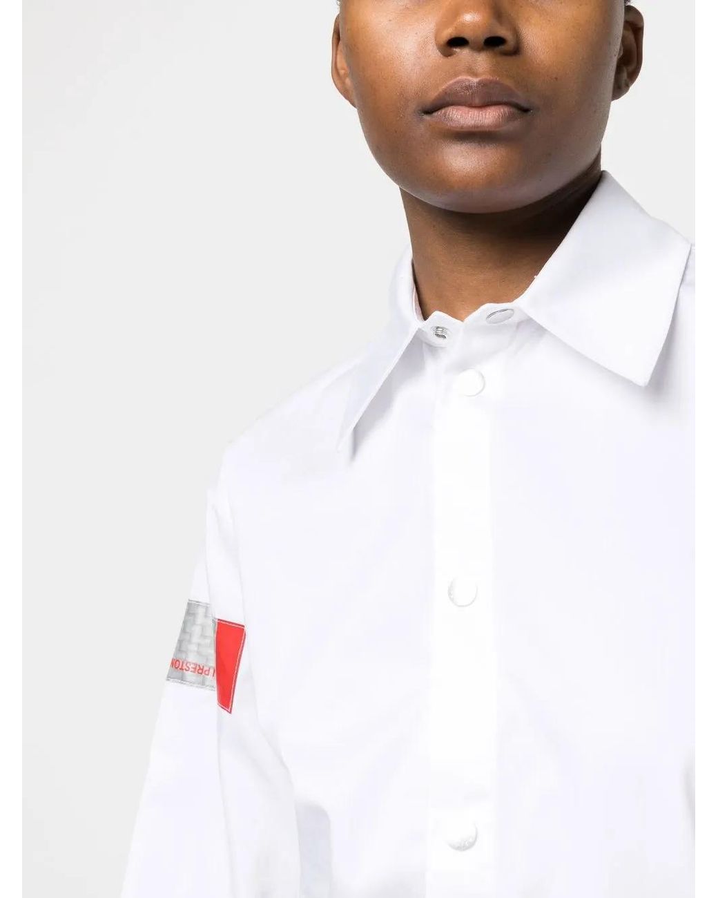 Heron Preston White Logo-Patch Cotton Shirt