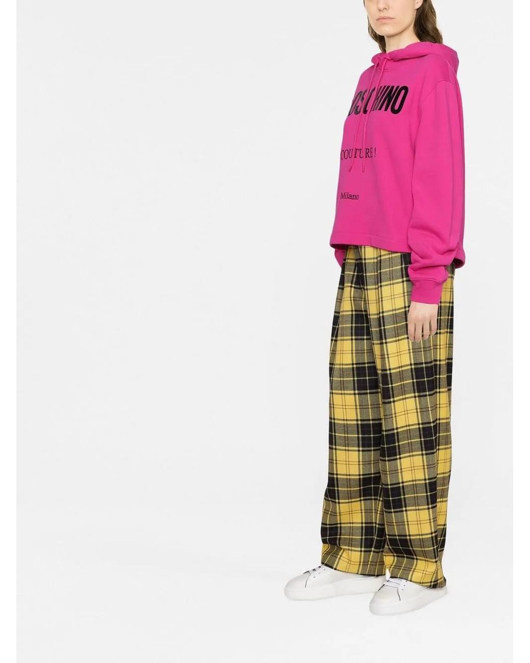 Moschino Pink Logo-Print Cropped Hoodie