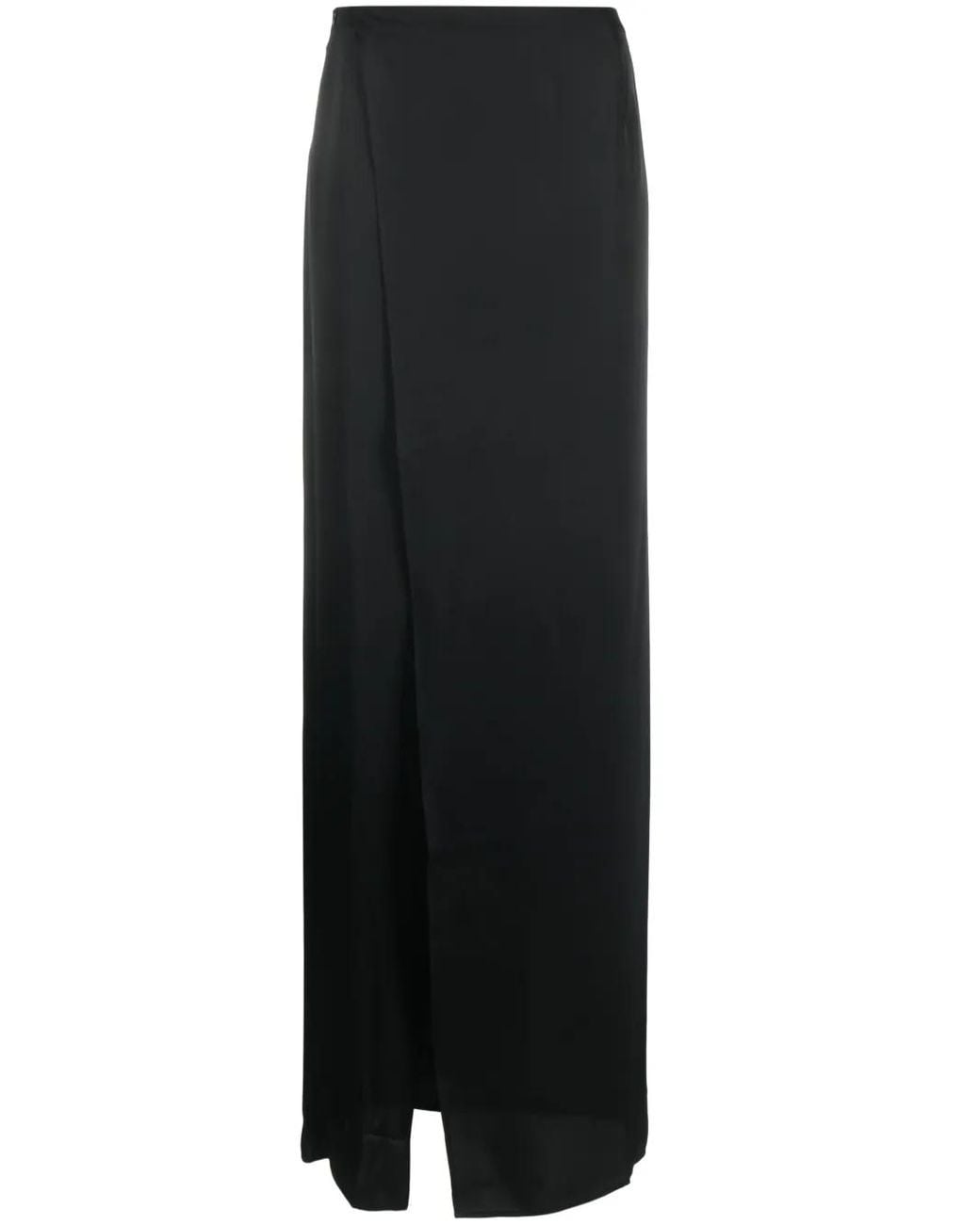 Maison Close Black Wrap-Design Satin-Finish Skirt