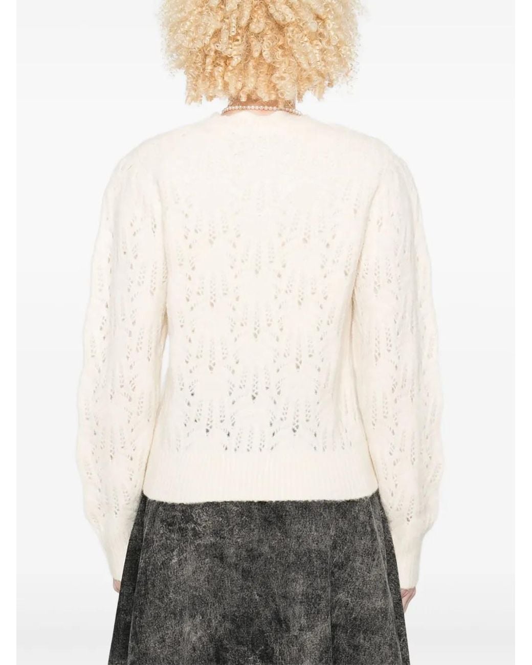 Isabel Marant Natural Button-Front Open-Knit Cardigan