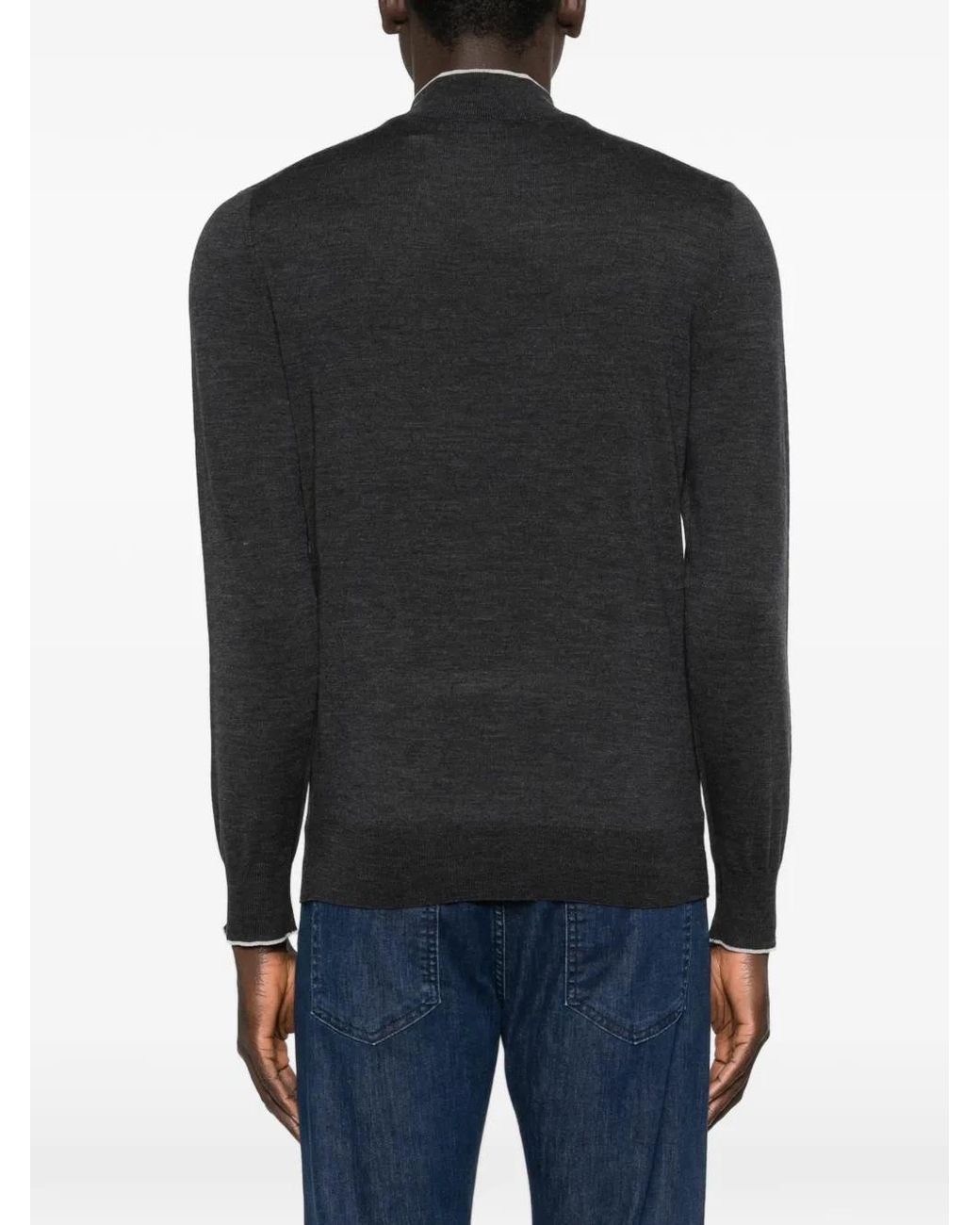 Canali Black Zip-Fastening Sweater for men