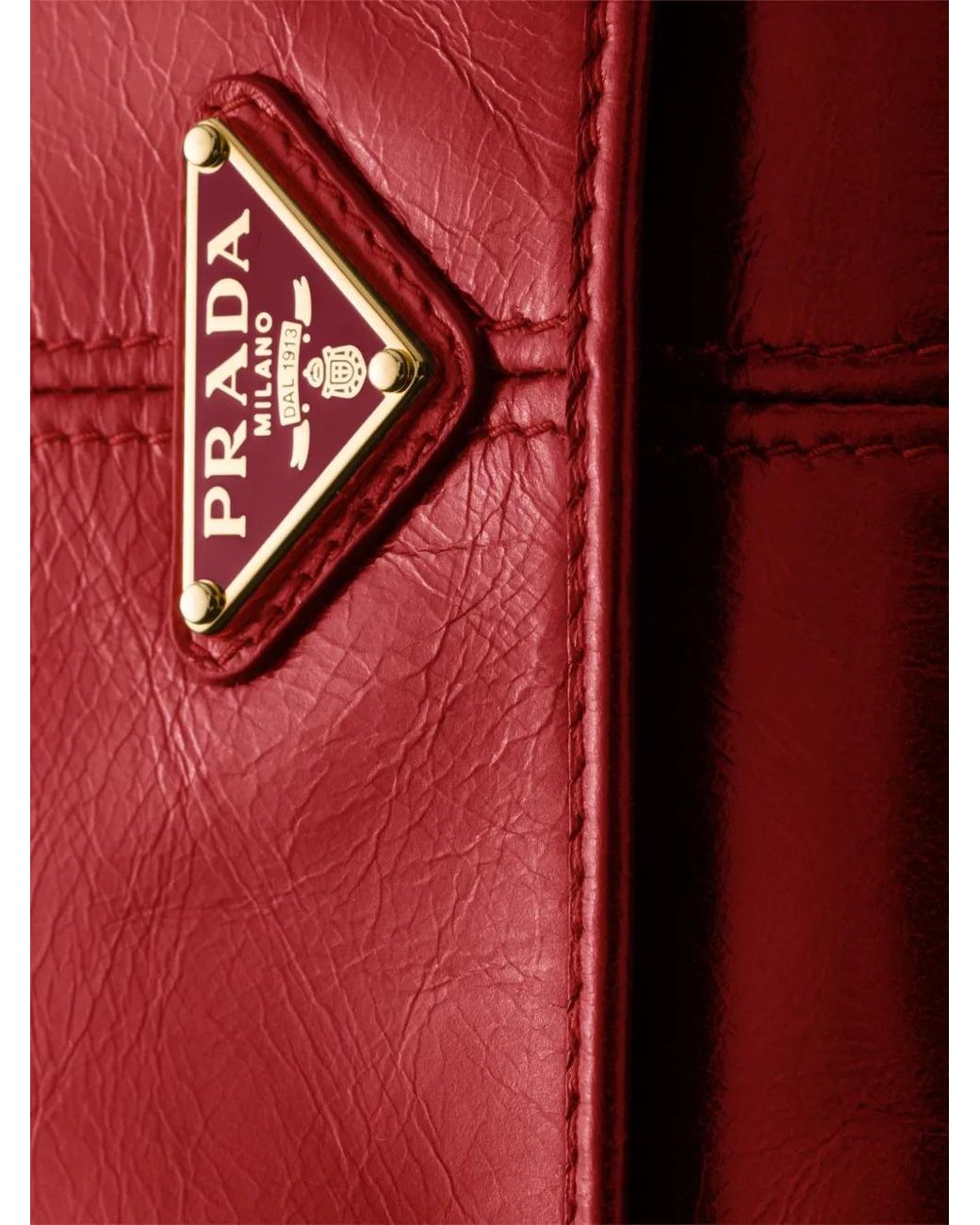 Prada Red Logo-Plaque Leather Bag