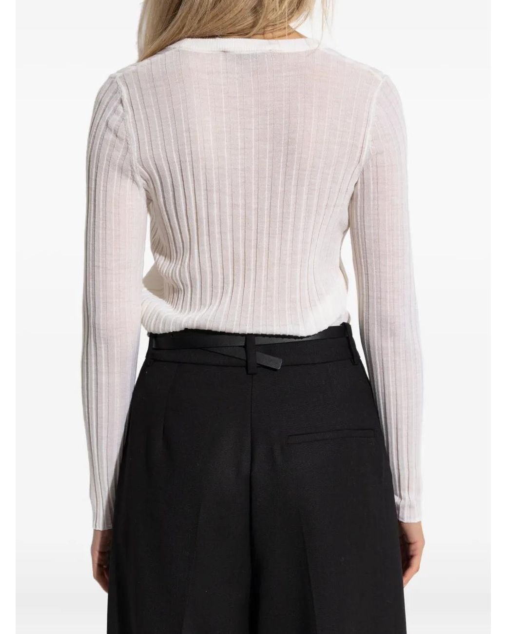 IRO White Ribbed Wool Top