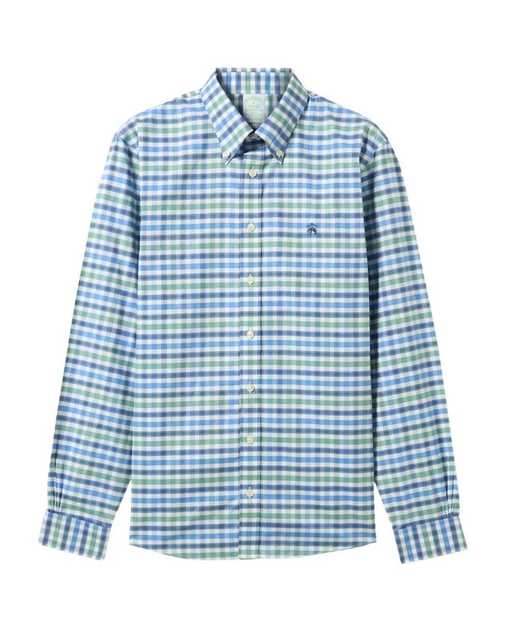 Brooks Brothers Blue Slim Fit Golden Fleece Oxford Checkered Button Down Shirt for men