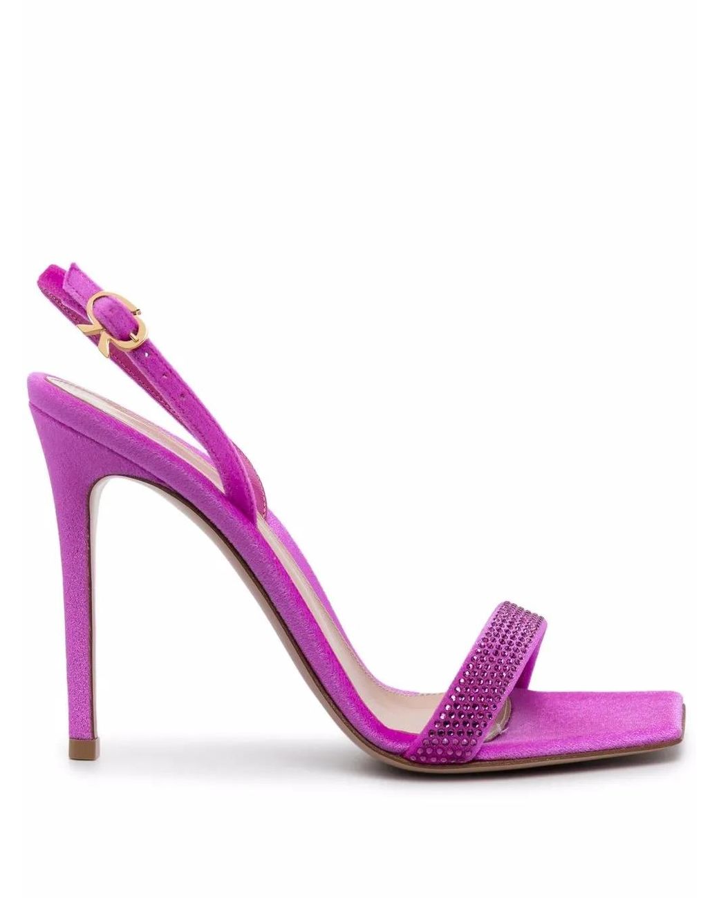 Gianvito Rossi Pink Rhinestone Leather Sandals
