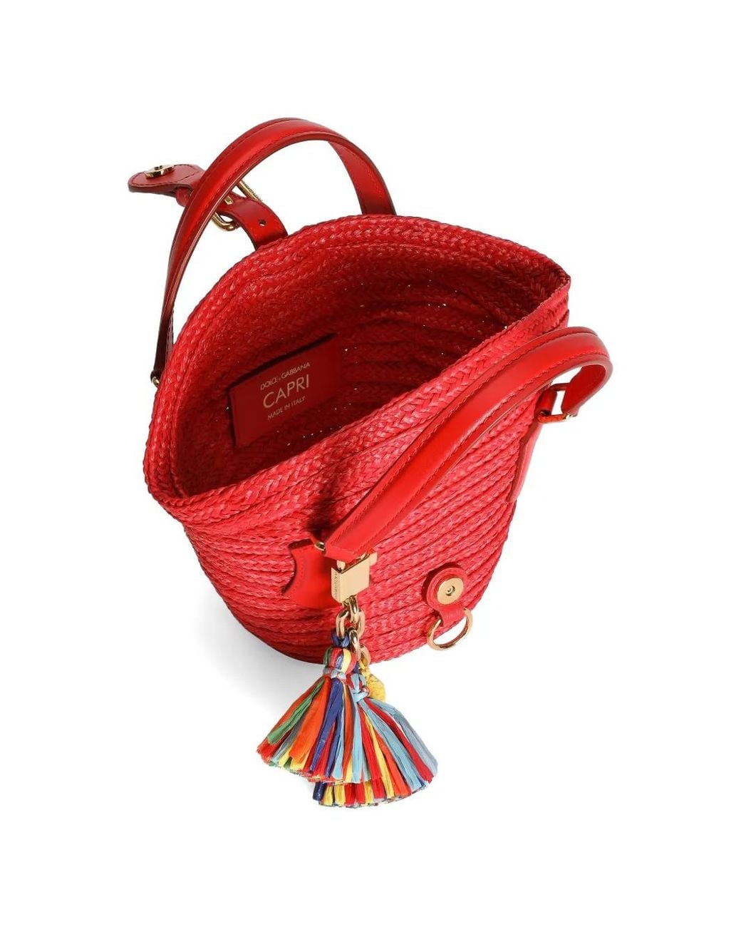 Dolce & Gabbana Red Raffia Coffa Capri Bag