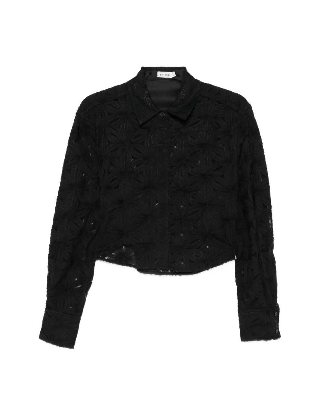 Jonathan Simkhai Black Floral-Print Cropped Blouse