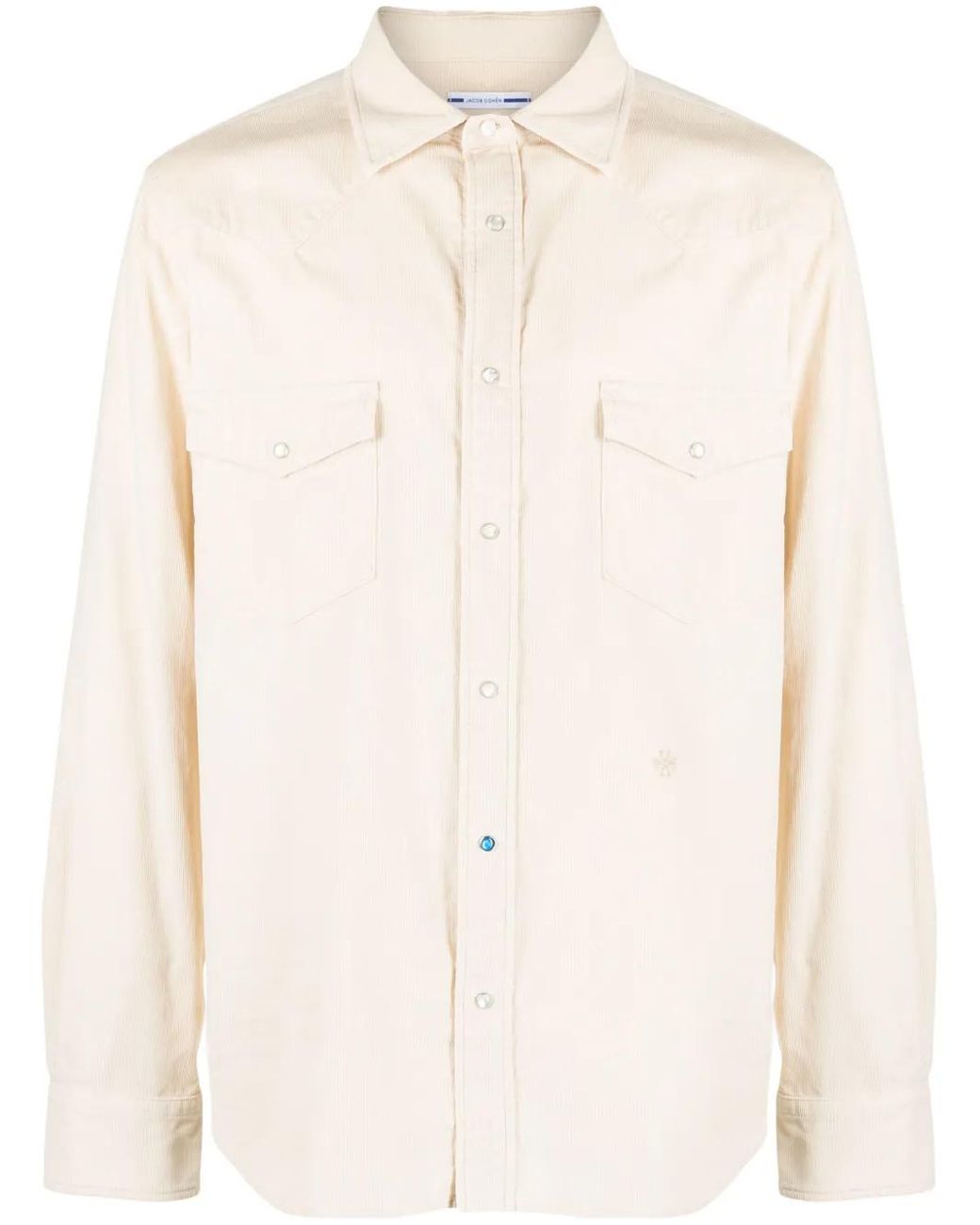 Jacob Cohen Natural Logo-Embroidery Corduroy Cotton Shirt for men