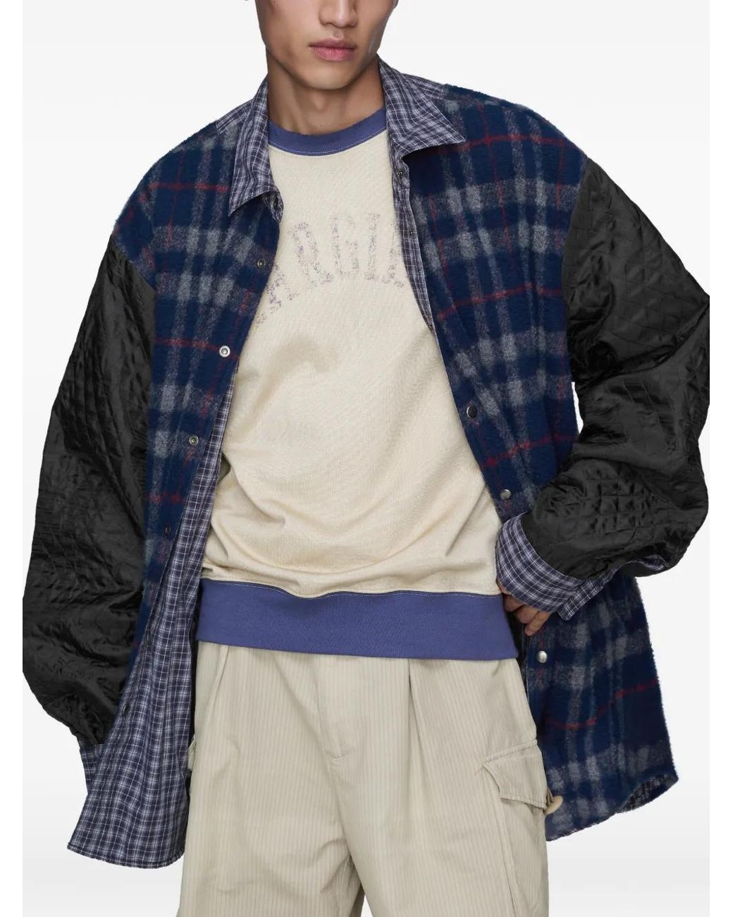 Maison Margiela Blue Reversible Padded Shirt for men