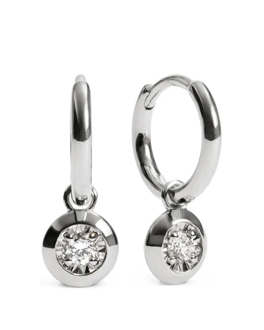 Monica Vinader White Round Diamond Huggie Earrings