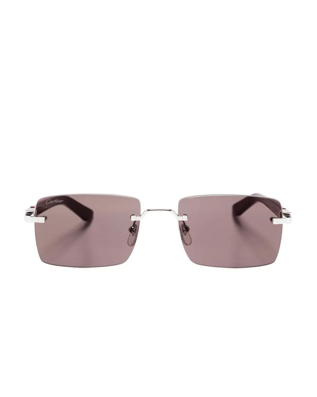 Cartier Pink Rectangle-Frame Sunglasses