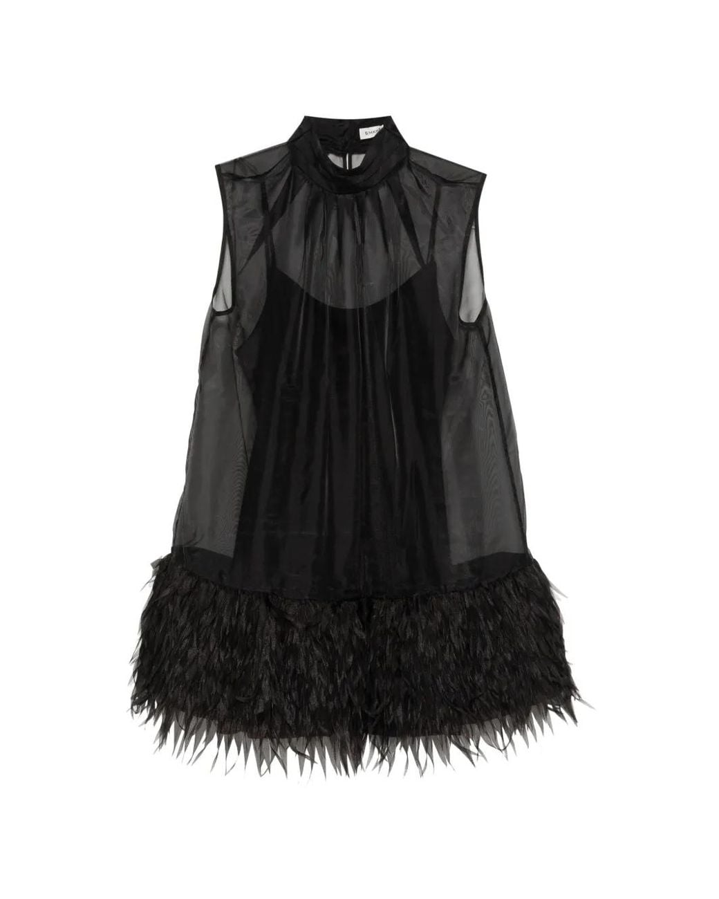 Jonathan Simkhai Black Shirya Featherlike Organza Mini Dress