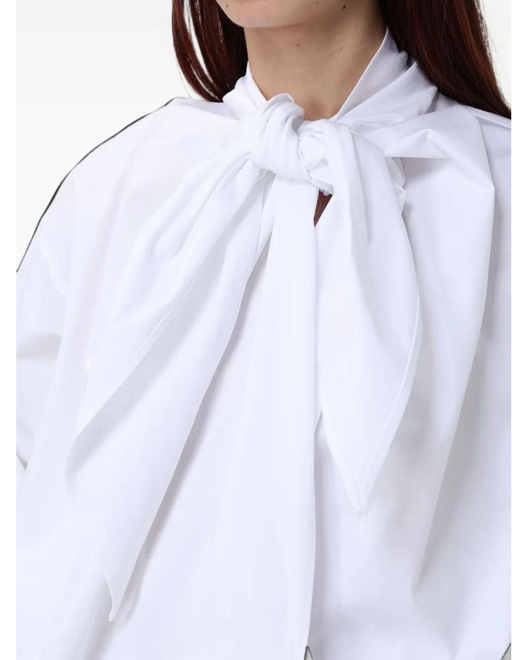 Moschino White Bow-Detail Long-Sleeve Shirt