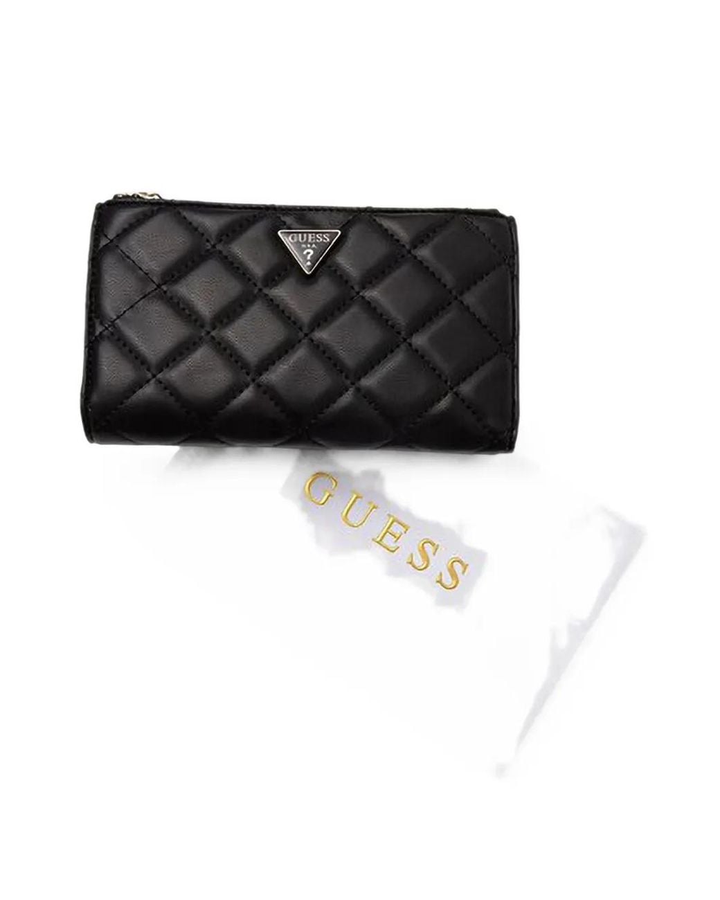 Guess Black Juliet Quilted Logo-Plaque Wallet