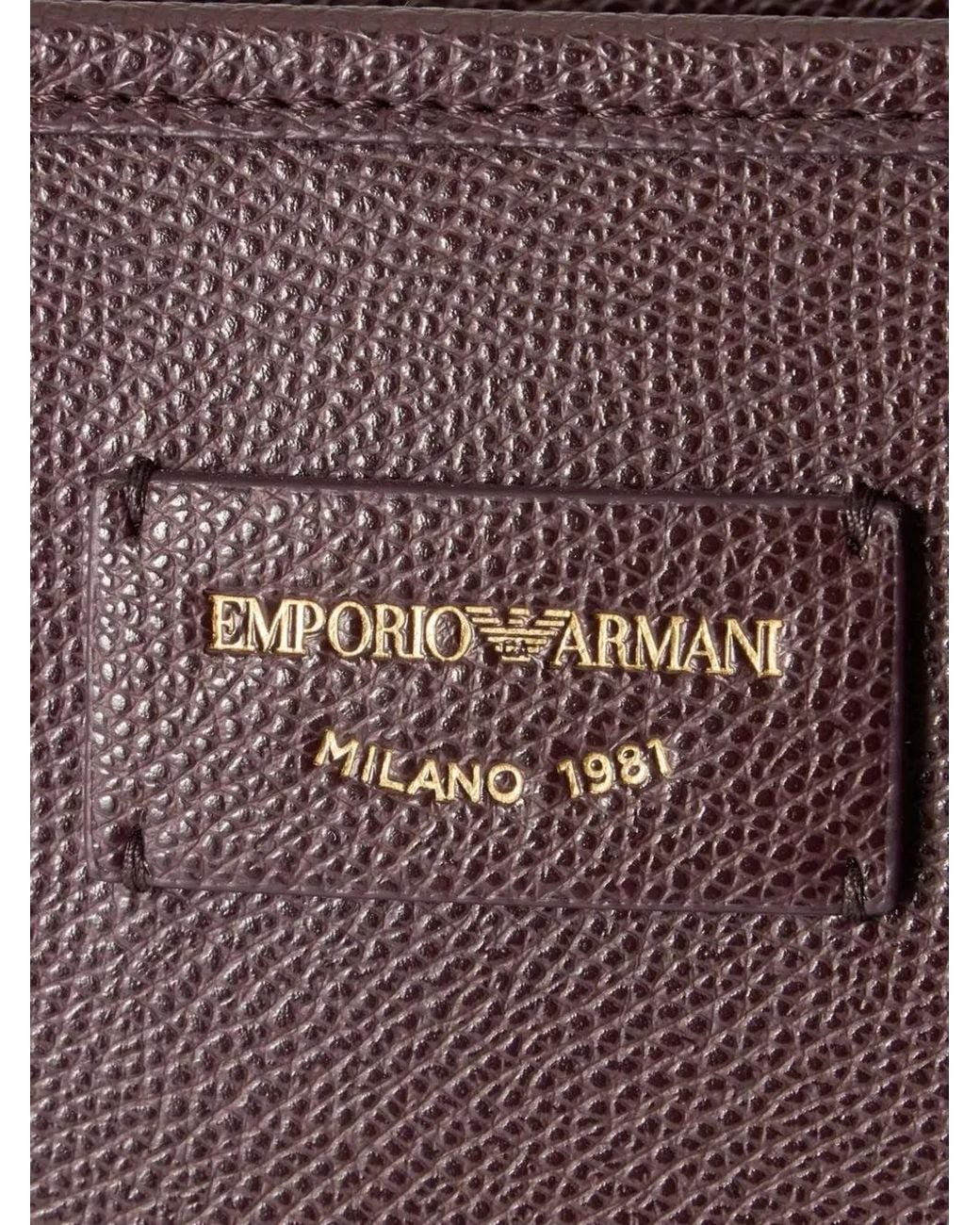 Emporio Armani Purple Logo-Patch Pebbled Tote Bag