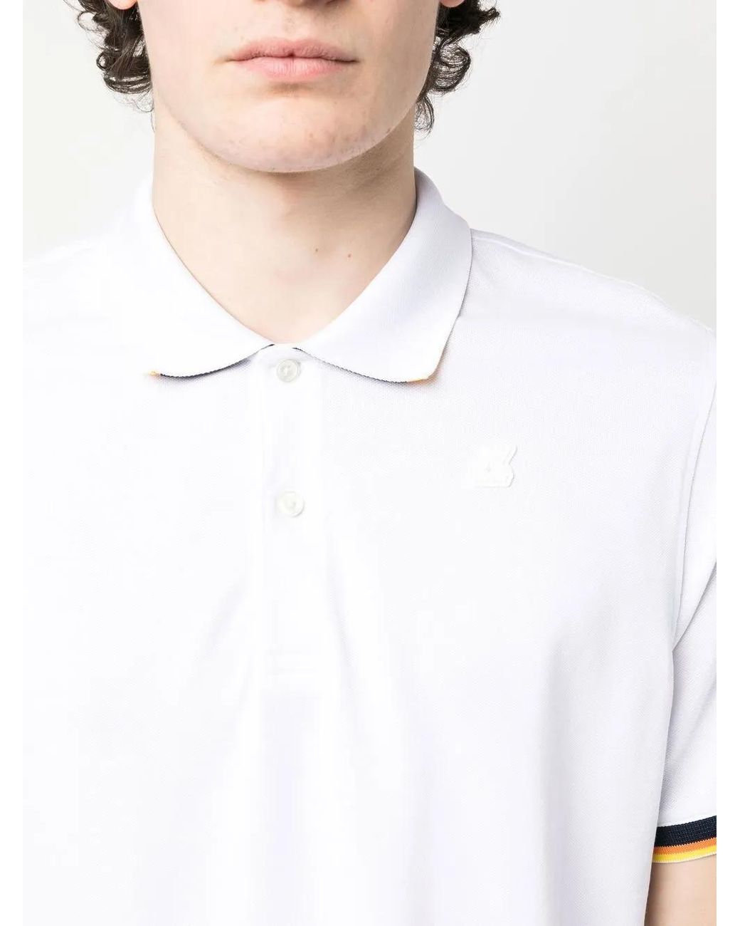 K-Way White Logo-Patch Polo Shirt for men