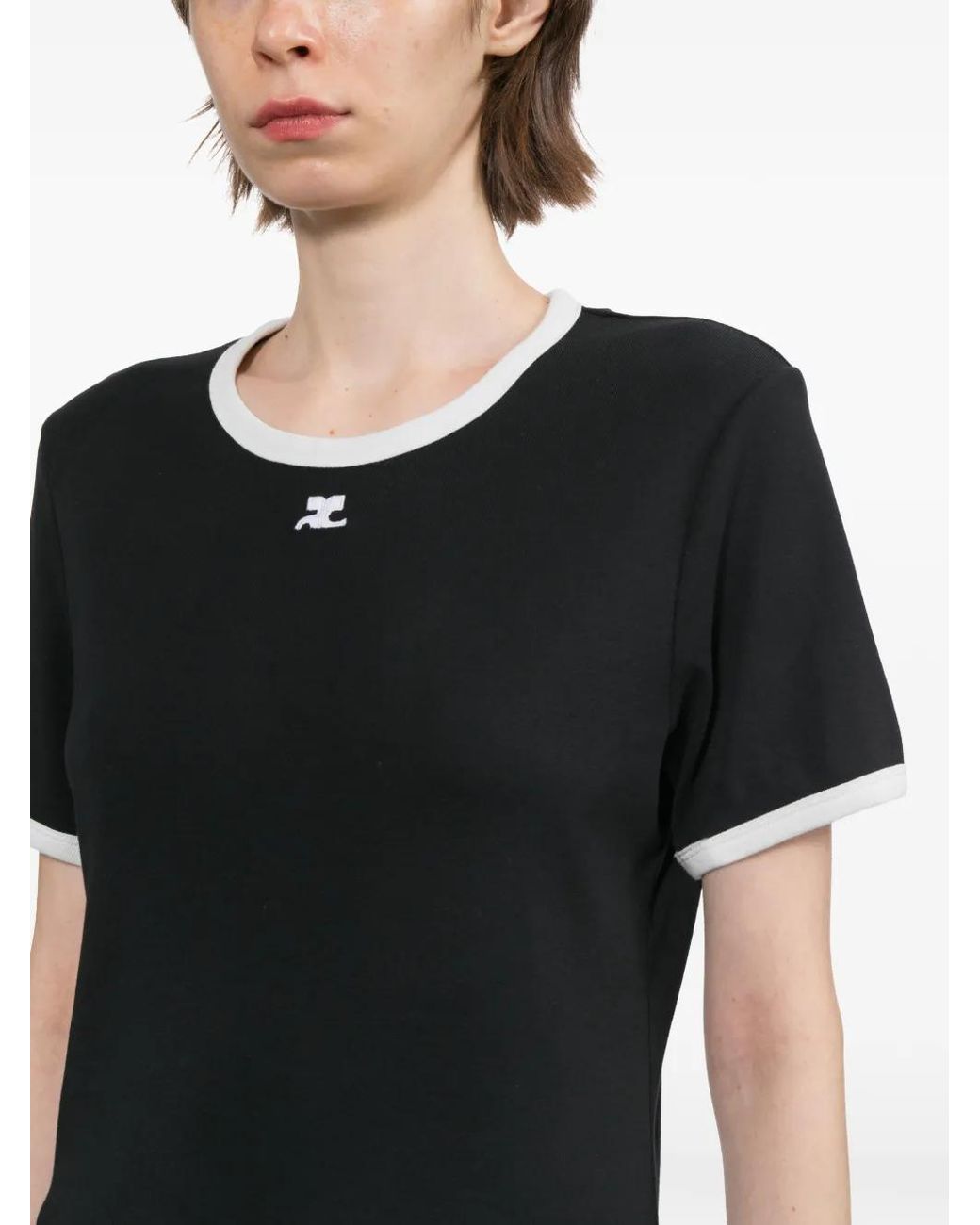 Courreges Black Signature Contrast T-Shirt