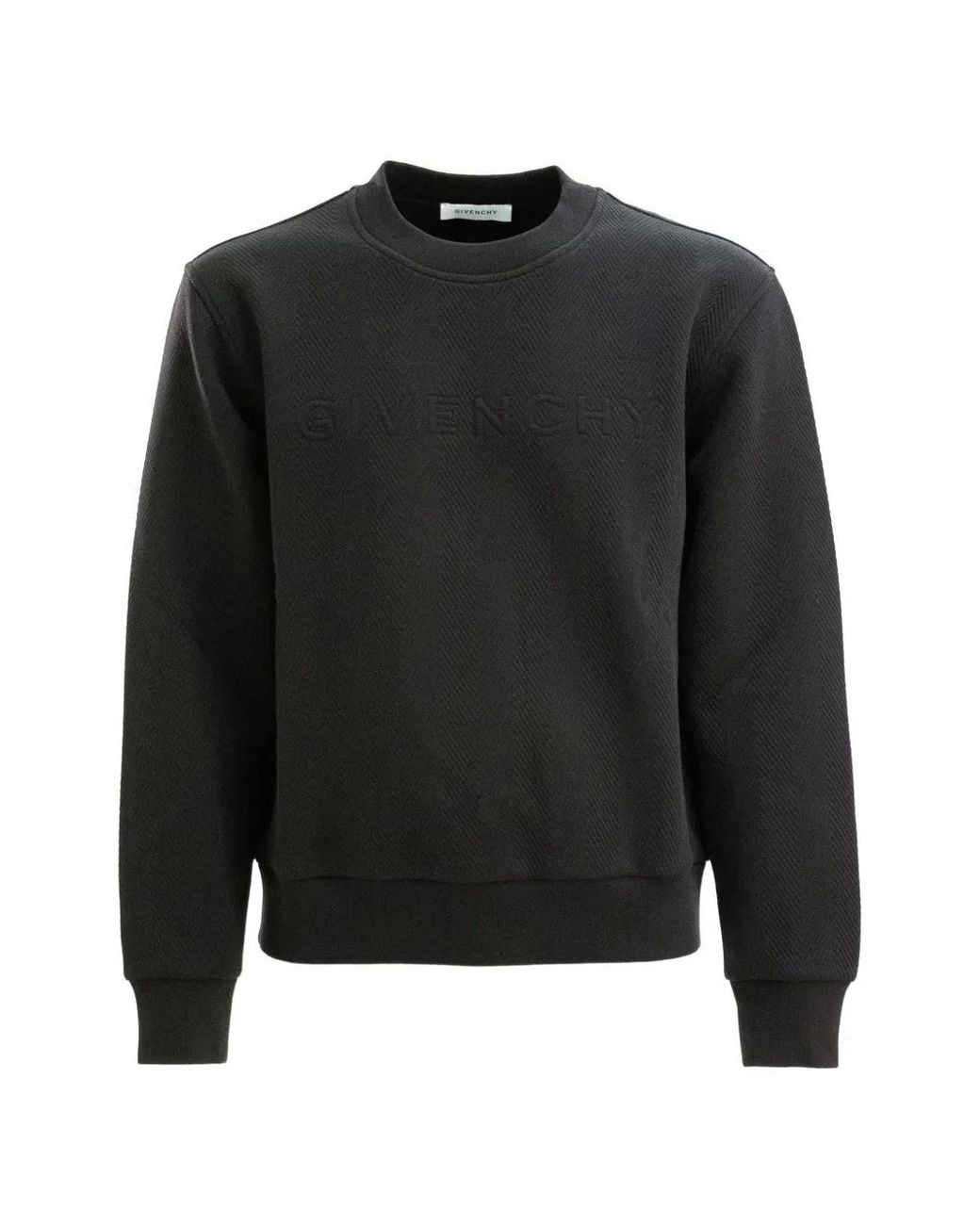 Givenchy Black Herringbone Knit Sweatshirt With Jacquard for men