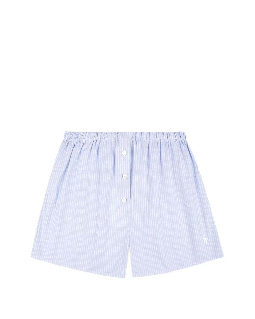 Sporty & Rich White Src Mini Boxer Striped Shorts for men