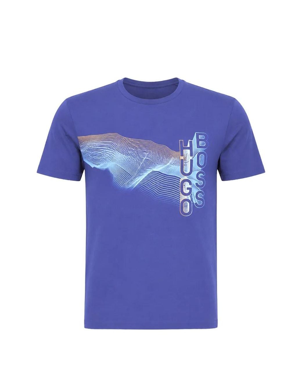 HUGO Blue Graphic-Print Short-Sleeves T-Shirt for men