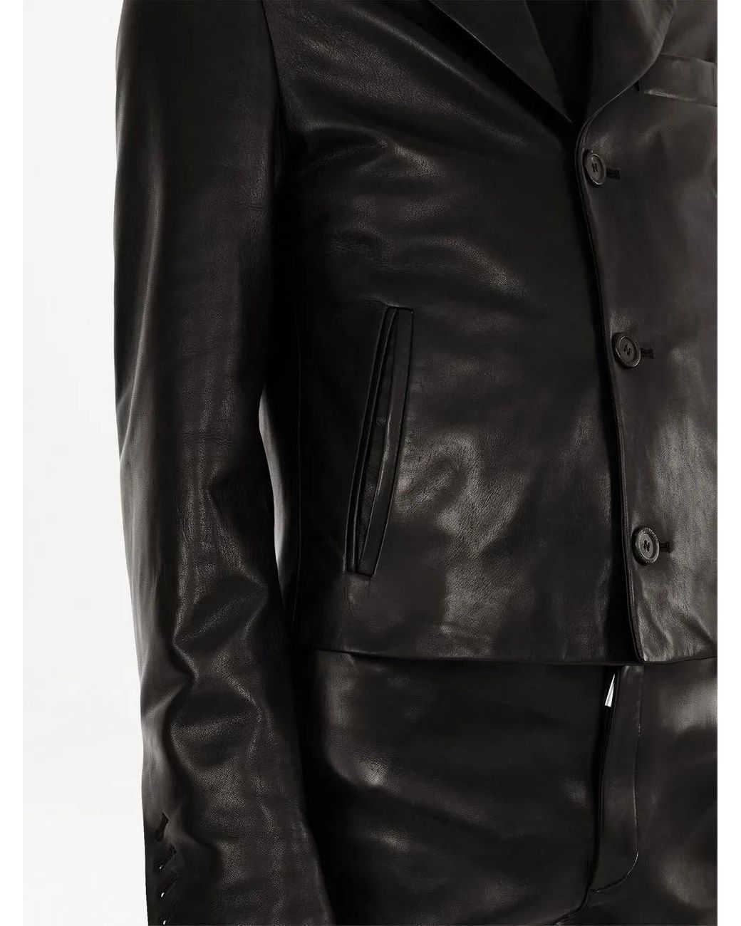 Black Single Breasted Lederjacke Ferragamo de hombre