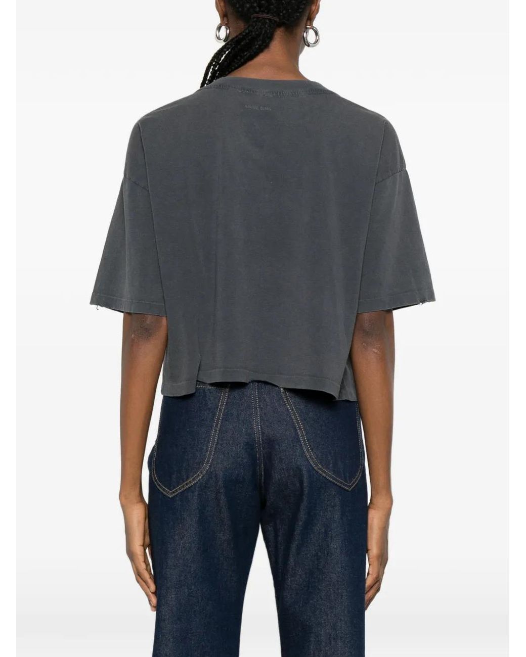 Anine Bing Black 'Johnny' Cropped Tee