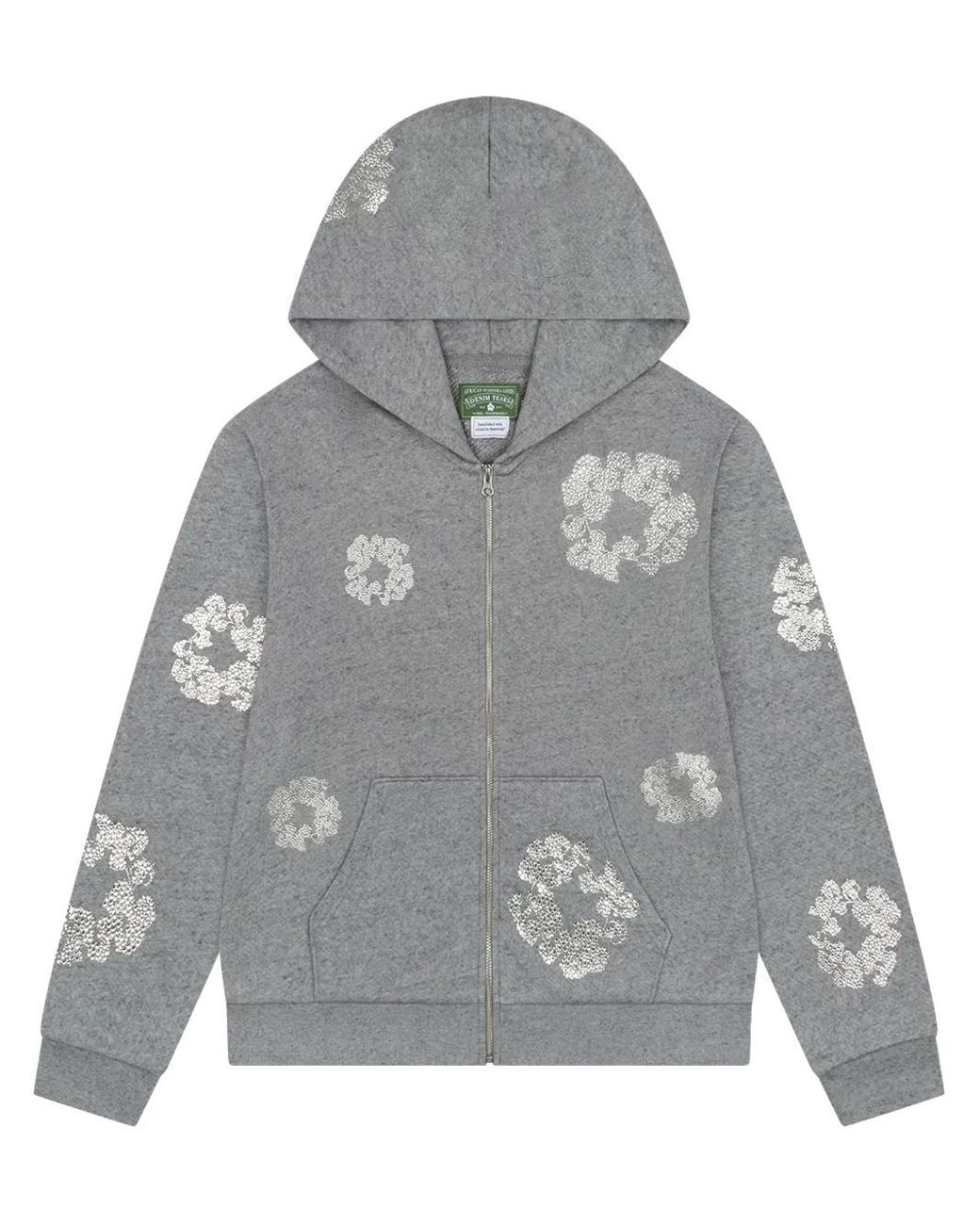 DENIM TEARS Gray Swarovski Wreath Zip Hoodie for men
