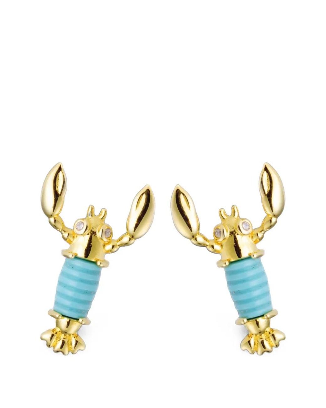 Eshvi Blue Lobster-Motif Stud Earrings