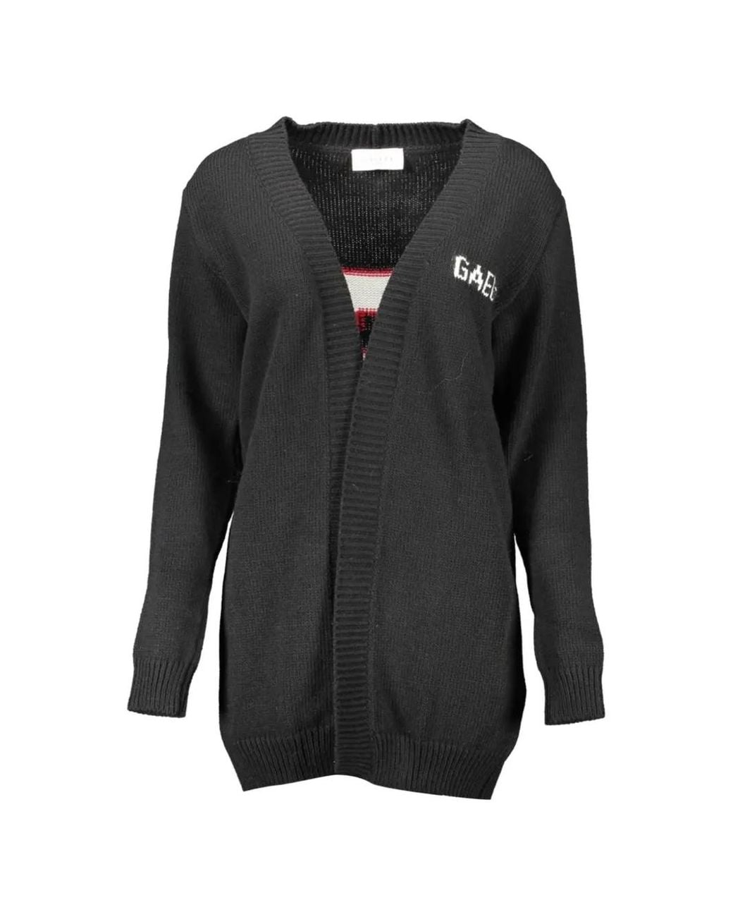 Gaelle Paris Black Distressed Logo Cardigan