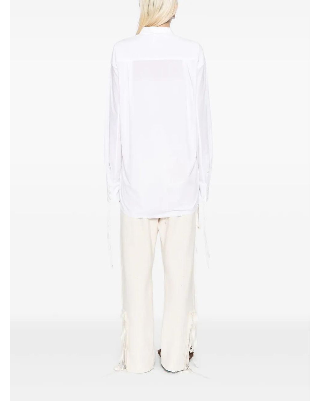 Midorikawa White Fringe Detailing Blouse