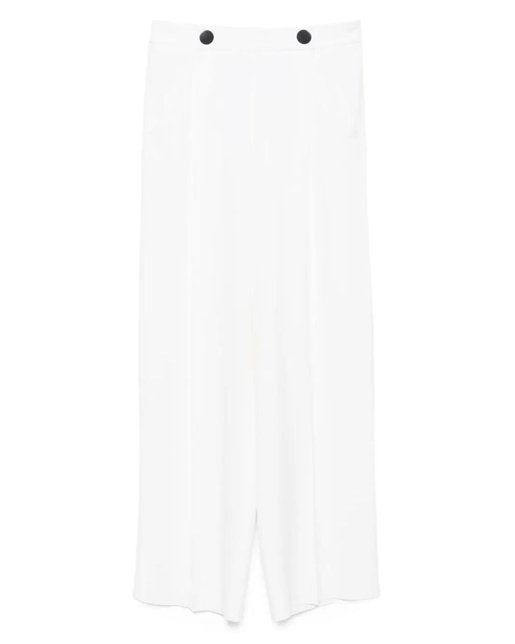 Giorgio Armani White Button-Fastening Silk Trousers