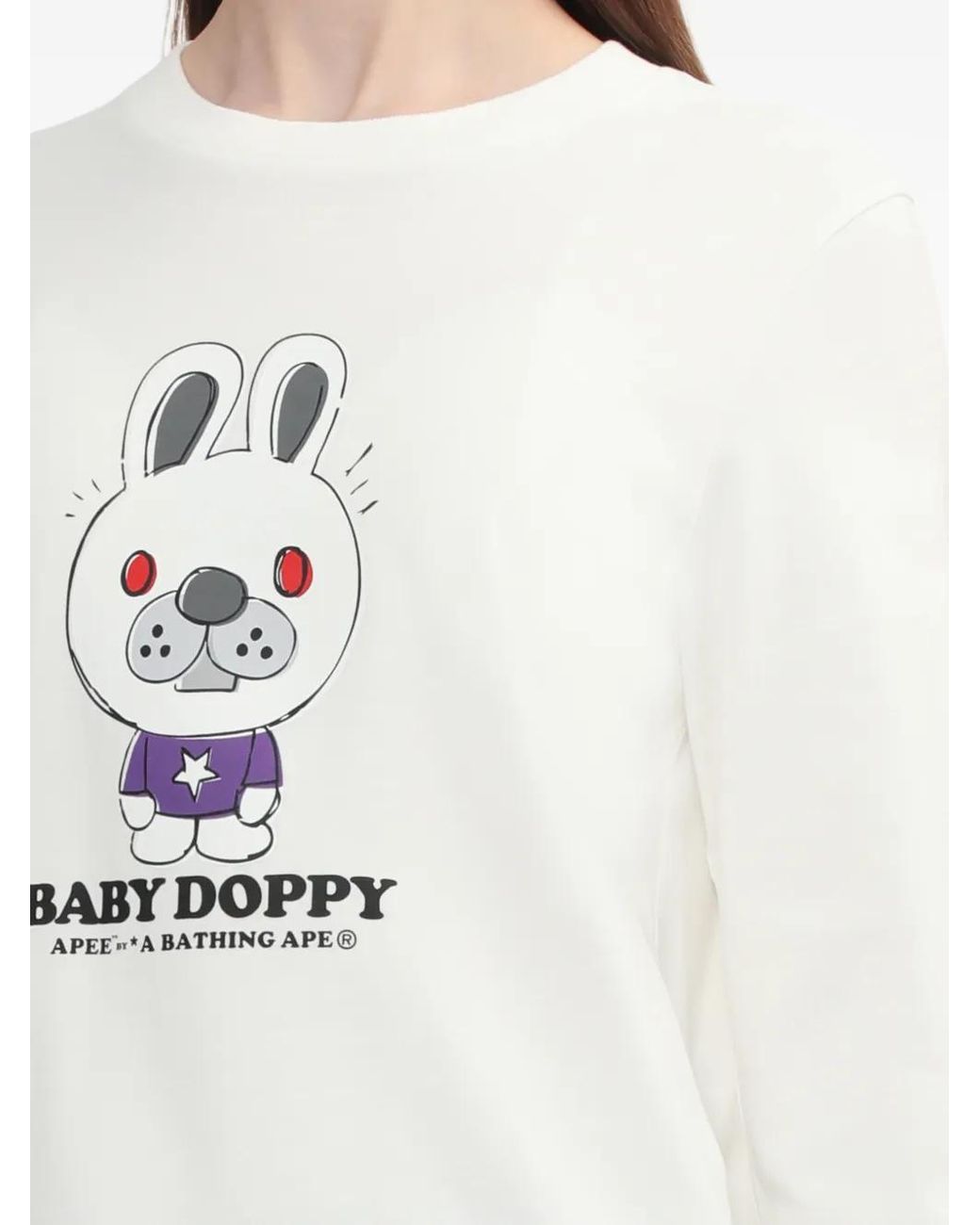 A Bathing Ape White Graphic Long-Sleeve Top