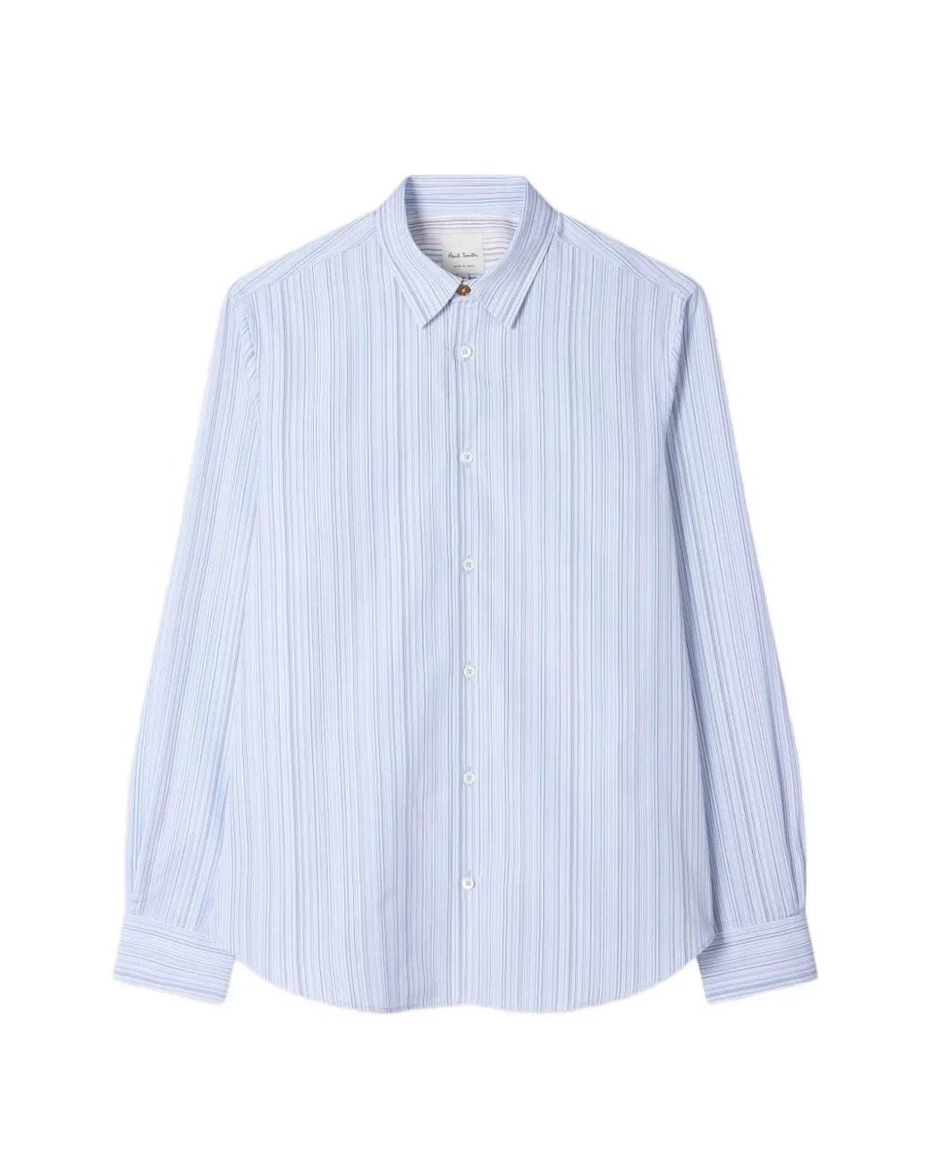 Paul Smith Blue Slim-Fit 'Signature Stripe' Cotton Shirt for men