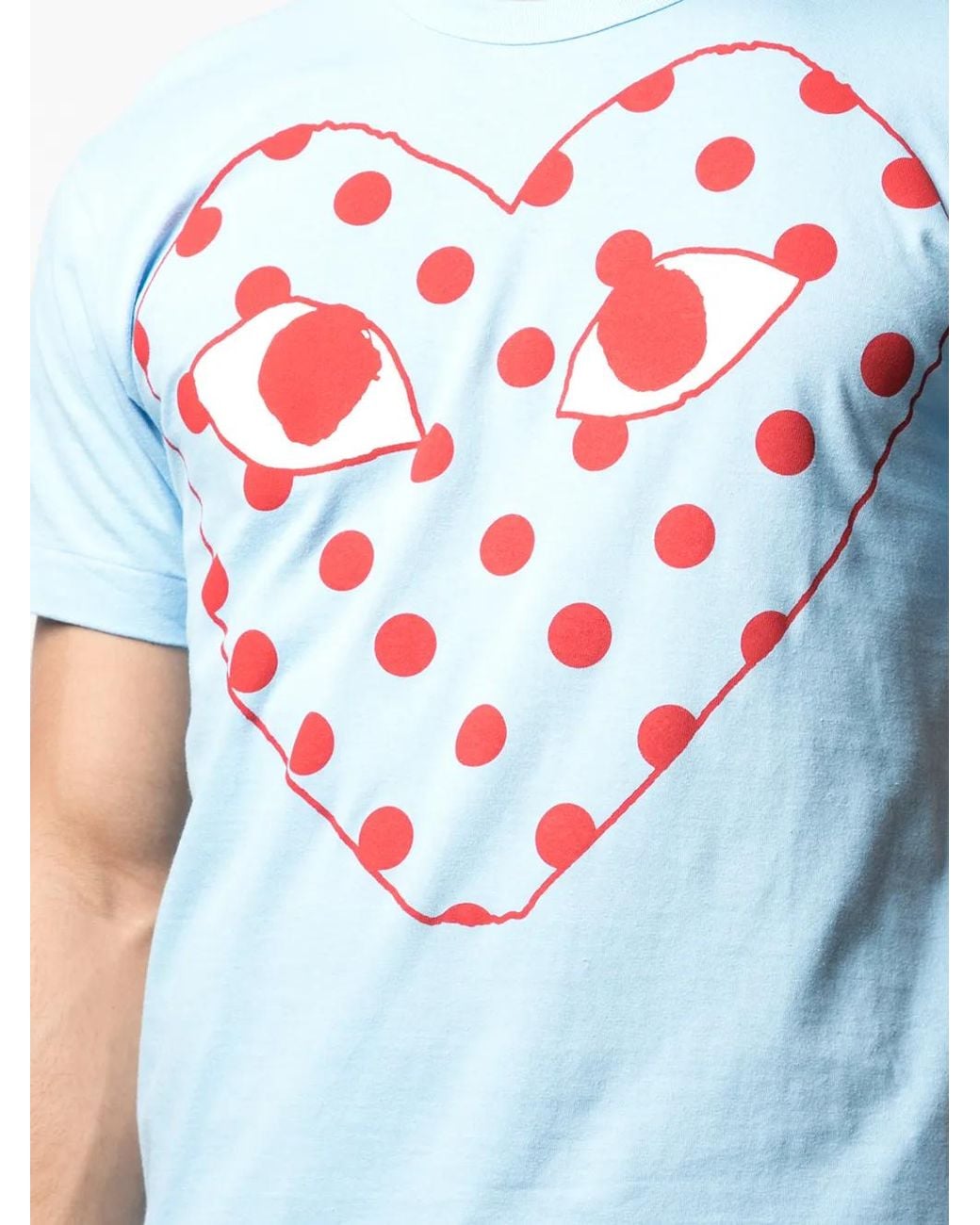 COMME DES GARÇONS PLAY Blue Big Dotted Heart Graphic-Print Cotton-Jersey T-Shirt for men