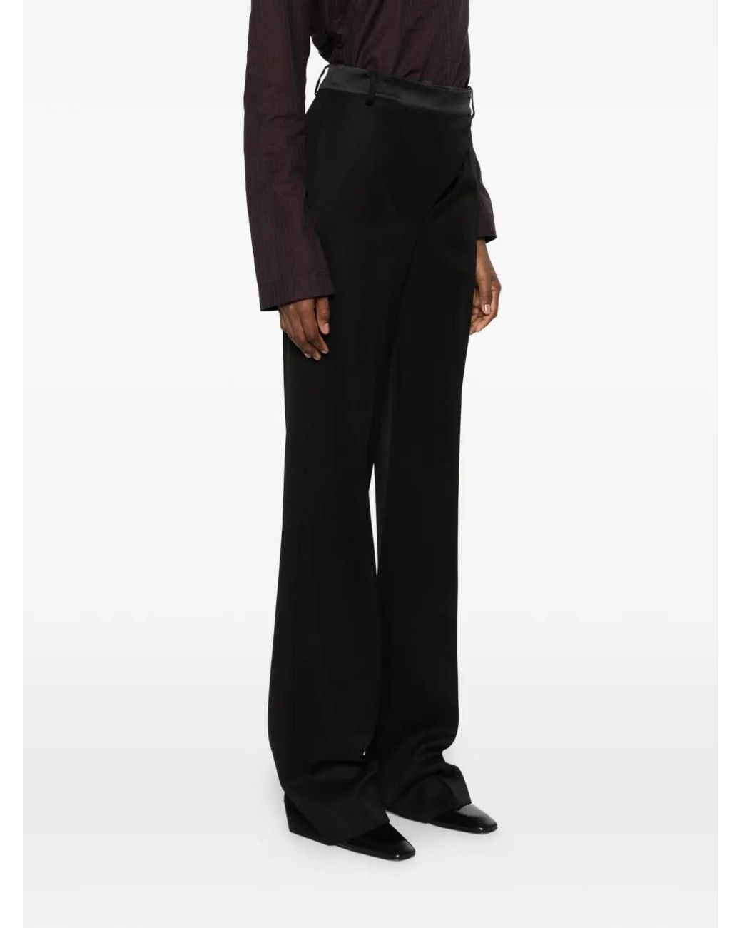 The Attico Black Pantalon À Détail Portefeuille En Laine À Empiècements